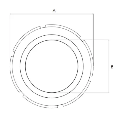 Sanitary sight glass window — total diameter A and visible diameter B (reference diagram)